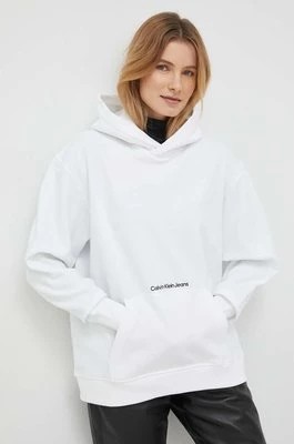 Zdjęcie produktu Calvin Klein Jeans bluza damska kolor biały z kapturem gładka