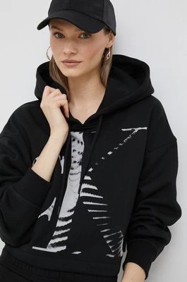 Zdjęcie produktu Calvin Klein Jeans bluza damska kolor czarny z kapturem wzorzysta
