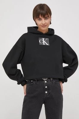 Zdjęcie produktu Calvin Klein Jeans bluza damska kolor czarny z kapturem z aplikacją