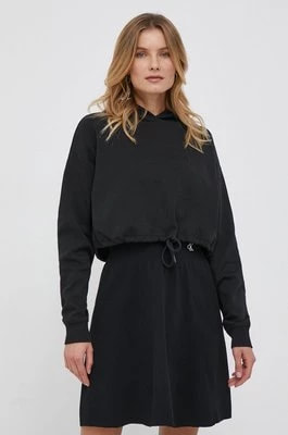 Zdjęcie produktu Calvin Klein Jeans bluza damska kolor czarny z kapturem z nadrukiem