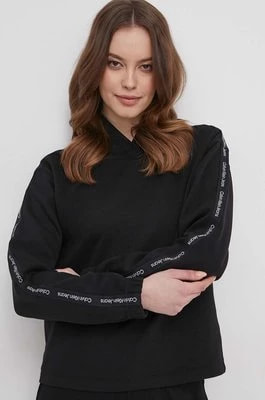 Zdjęcie produktu Calvin Klein Jeans bluza damska kolor czarny z kapturem z nadrukiem