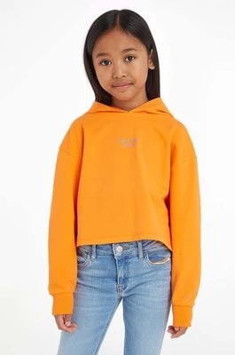 Zdjęcie produktu Calvin Klein Jeans bluza dziecięca kolor pomarańczowy z kapturem z nadrukiem