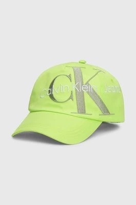 Zdjęcie produktu Calvin Klein Jeans czapka z daszkiem dziecięca kolor zielony z nadrukiem