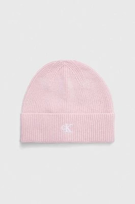 Zdjęcie produktu Calvin Klein Jeans czapka z domieszką wełny kolor różowy