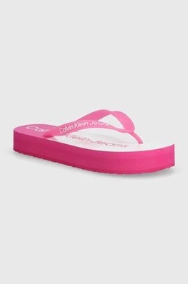 Zdjęcie produktu Calvin Klein Jeans japonki BEACH SANDAL FLATFORM MONOLOGO damskie kolor różowy na platformie YW0YW01617