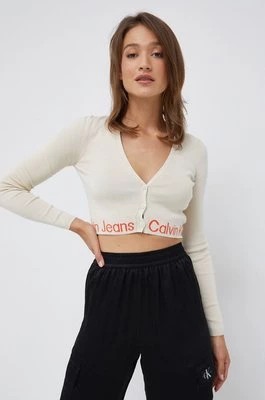 Zdjęcie produktu Calvin Klein Jeans kardigan damski kolor beżowy lekki