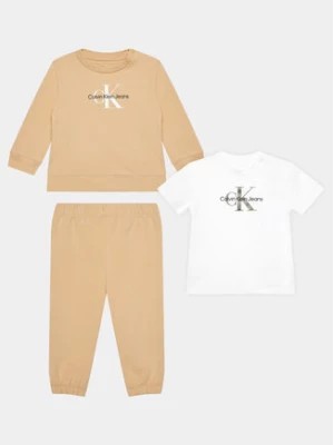 Zdjęcie produktu Calvin Klein Jeans Komplet t-shirt, bluza i spodnie Monogram Starter IN0IN00011 Beżowy Regular Fit