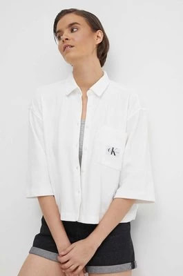 Zdjęcie produktu Calvin Klein Jeans koszula bawełniana damska kolor biały relaxed z kołnierzykiem klasycznym J20J223360
