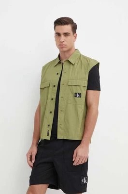 Zdjęcie produktu Calvin Klein Jeans koszula bawełniana męska kolor zielony relaxed z kołnierzykiem klasycznym J30J325249