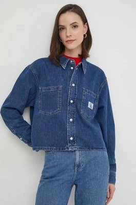 Zdjęcie produktu Calvin Klein Jeans koszula jeansowa damska kolor niebieski regular z kołnierzykiem klasycznym