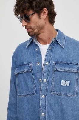Zdjęcie produktu Calvin Klein Jeans koszula jeansowa męska kolor niebieski regular z kołnierzykiem klasycznym