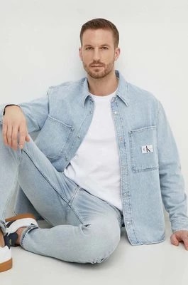 Zdjęcie produktu Calvin Klein Jeans koszula jeansowa męska kolor niebieski regular z kołnierzykiem klasycznym