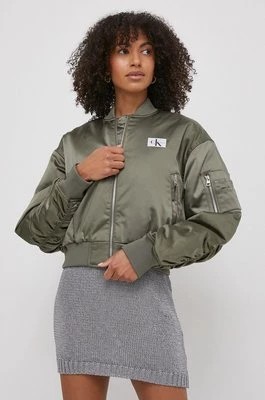 Zdjęcie produktu Calvin Klein Jeans kurtka bomber damski kolor zielony przejściowa