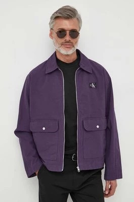 Zdjęcie produktu Calvin Klein Jeans kurtka jeansowa męska kolor fioletowy przejściowa oversize