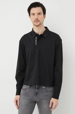 Zdjęcie produktu Calvin Klein Jeans longsleeve bawełniany kolor czarny gładki
