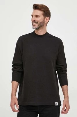 Zdjęcie produktu Calvin Klein Jeans longsleeve bawełniany kolor czarny gładki