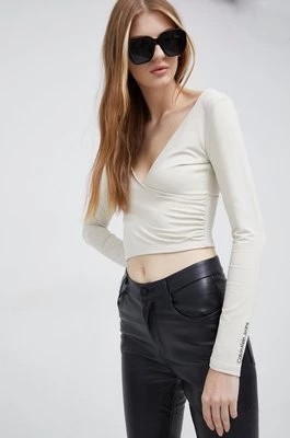 Zdjęcie produktu Calvin Klein Jeans longsleeve damski kolor beżowy