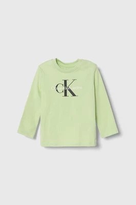 Zdjęcie produktu Calvin Klein Jeans longsleeve dziecięcy kolor zielony z nadrukiem
