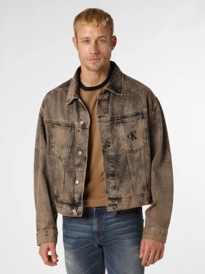 Zdjęcie produktu Calvin Klein Jeans Męska kurtka jeansowa Mężczyźni Bawełna brązowy wypukły wzór tkaniny,