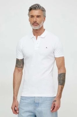 Zdjęcie produktu Calvin Klein Jeans polo męski kolor biały gładki