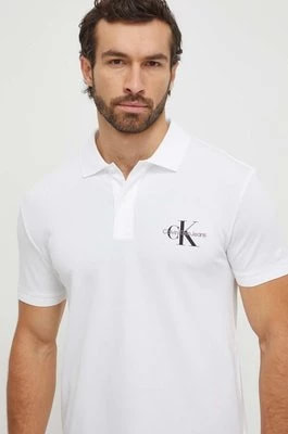 Zdjęcie produktu Calvin Klein Jeans polo męski kolor biały z nadrukiem