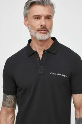 Zdjęcie produktu Calvin Klein Jeans polo męski kolor czarny z nadrukiem
