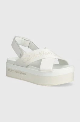 Zdjęcie produktu Calvin Klein Jeans sandały FLATFORM SANDAL SLING IN MR damskie kolor biały na platformie YW0YW01362