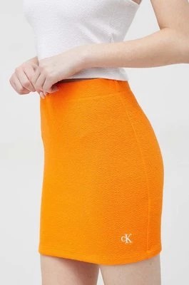Zdjęcie produktu Calvin Klein Jeans spódnica kolor pomarańczowy mini ołówkowa