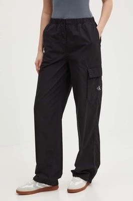 Zdjęcie produktu Calvin Klein Jeans spodnie bawełniane kolor czarny proste high waist J20J223116