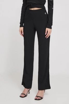 Zdjęcie produktu Calvin Klein Jeans spodnie damskie kolor czarny szerokie high waist