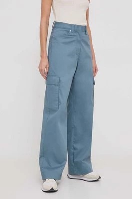 Zdjęcie produktu Calvin Klein Jeans spodnie damskie kolor niebieski proste high waist