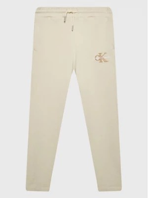 Zdjęcie produktu Calvin Klein Jeans Spodnie dresowe Monogram Off Placed IG0IG01607 Écru Regular Fit