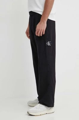 Zdjęcie produktu Calvin Klein Jeans spodnie z domieszką lnu kolor czarny proste J30J325126