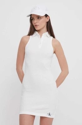 Zdjęcie produktu Calvin Klein Jeans sukienka bawełniana kolor biały mini dopasowana J20J223416