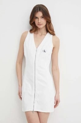 Zdjęcie produktu Calvin Klein Jeans sukienka bawełniana kolor biały mini prosta J20J222782
