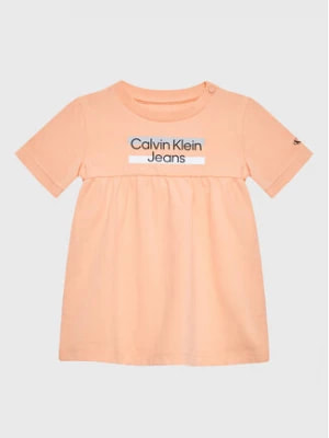 Zdjęcie produktu Calvin Klein Jeans Sukienka codzienna Hero Logo IN0IN00065 Pomarańczowy Regular Fit