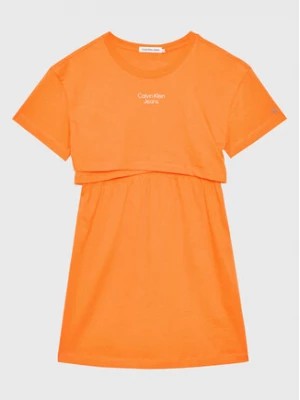 Zdjęcie produktu Calvin Klein Jeans Sukienka codzienna Overlap IG0IG01959 Pomarańczowy Regular Fit