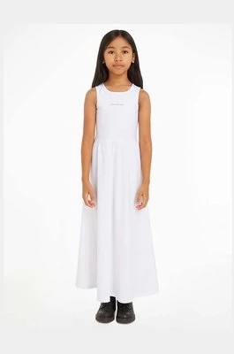 Zdjęcie produktu Calvin Klein Jeans sukienka dziecięca kolor biały maxi rozkloszowana