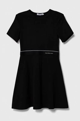 Zdjęcie produktu Calvin Klein Jeans sukienka dziecięca kolor czarny mini rozkloszowana