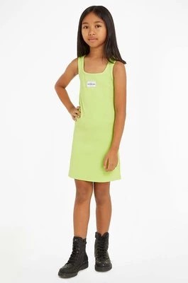 Zdjęcie produktu Calvin Klein Jeans sukienka dziecięca kolor zielony mini prosta