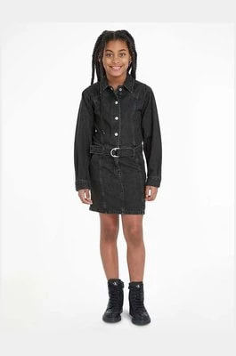 Zdjęcie produktu Calvin Klein Jeans sukienka jeansowa dziecięca kolor czarny mini rozkloszowana