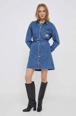 Zdjęcie produktu Calvin Klein Jeans sukienka jeansowa kolor niebieski mini oversize