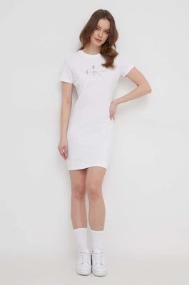 Zdjęcie produktu Calvin Klein Jeans sukienka kolor biały mini rozkloszowana