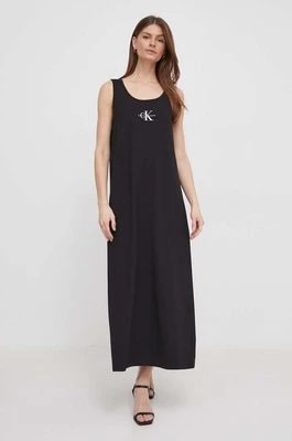 Zdjęcie produktu Calvin Klein Jeans sukienka kolor czarny maxi rozkloszowana