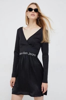 Zdjęcie produktu Calvin Klein Jeans sukienka kolor czarny mini rozkloszowana