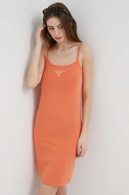 Zdjęcie produktu Calvin Klein Jeans sukienka kolor pomarańczowy mini prosta