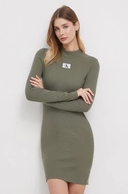 Zdjęcie produktu Calvin Klein Jeans sukienka kolor zielony mini dopasowana