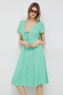 Zdjęcie produktu Calvin Klein Jeans sukienka kolor zielony mini rozkloszowana