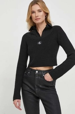 Zdjęcie produktu Calvin Klein Jeans sweter bawełniany kolor czarny
