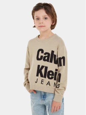 Zdjęcie produktu Calvin Klein Jeans Sweter Blown Up Logo IB0IB01874 Beżowy Regular Fit